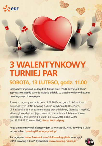 Plakat Walentynkowy Turniej Par Rybnik 2016